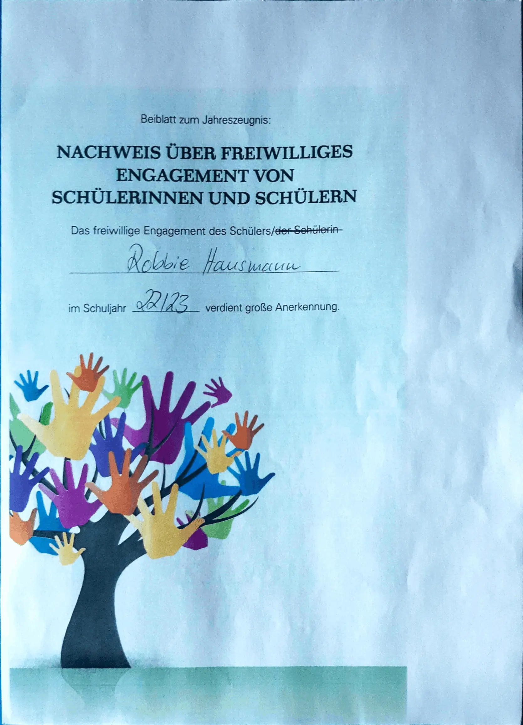 Zwischenzeugnis 9M - Robbie Hausmann